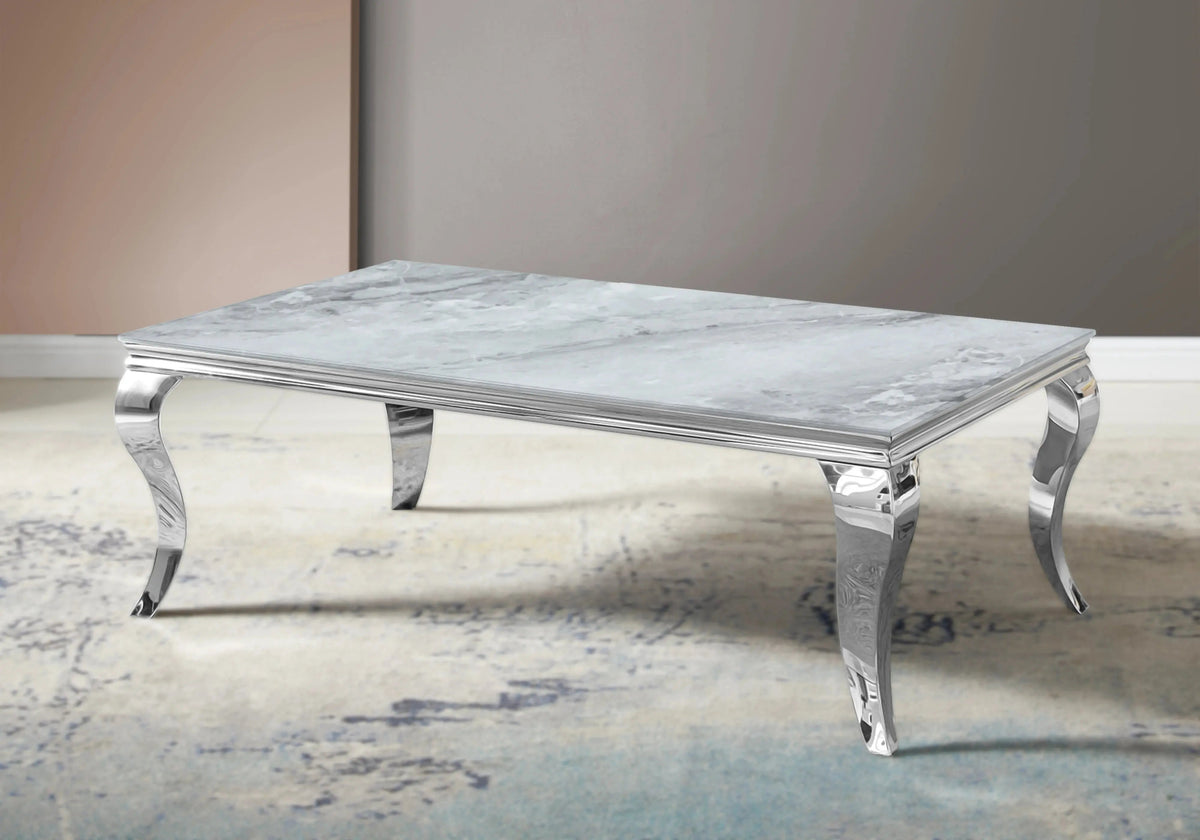 Table basse rectangulaire marbre gris argent | Halo