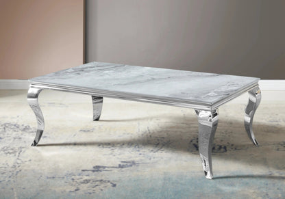 Table basse rectangulaire marbre gris argent | Halo