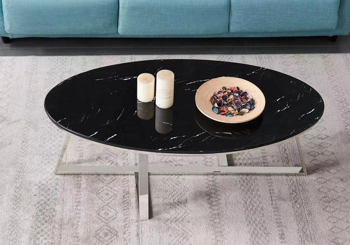 Table basse design marbre noir pour salon | Vesper