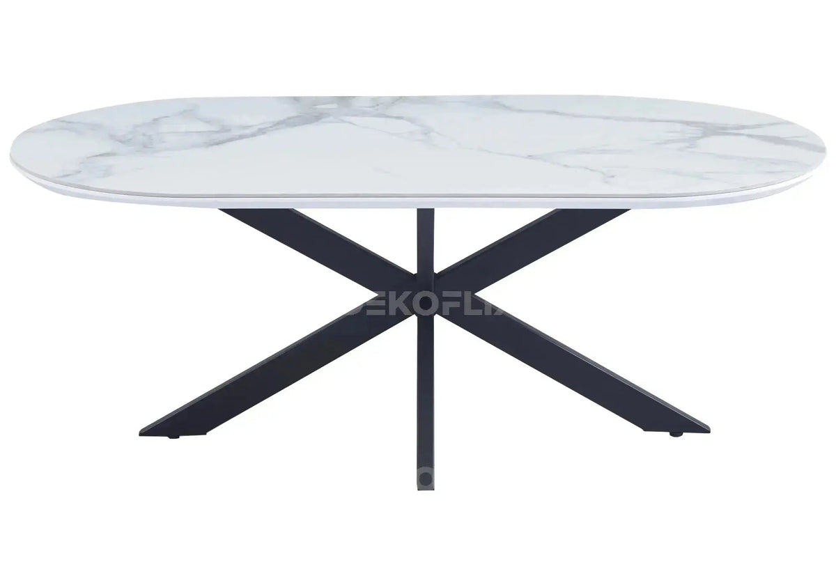Table basse noire en céramique et marbre blanc | Vexta