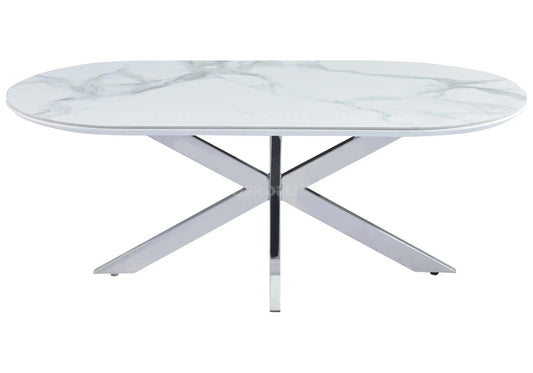 Table basse noire en céramique et marbre blanc | Vexta
