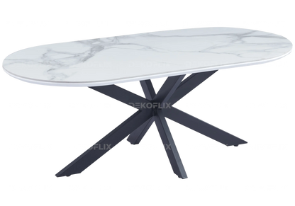 Table basse noire en céramique et marbre blanc | Vexta