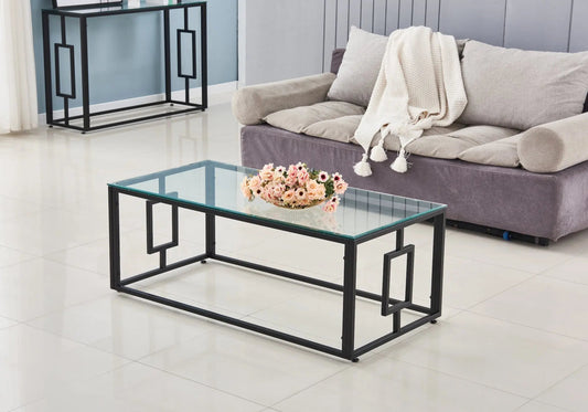 Table basse noire et moderne verre trempé | Zelix