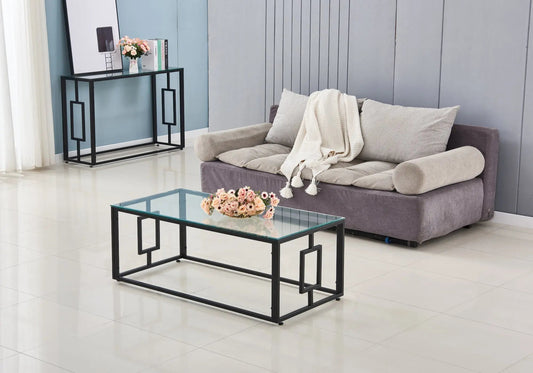 Table basse noire et moderne verre trempé | Zelix