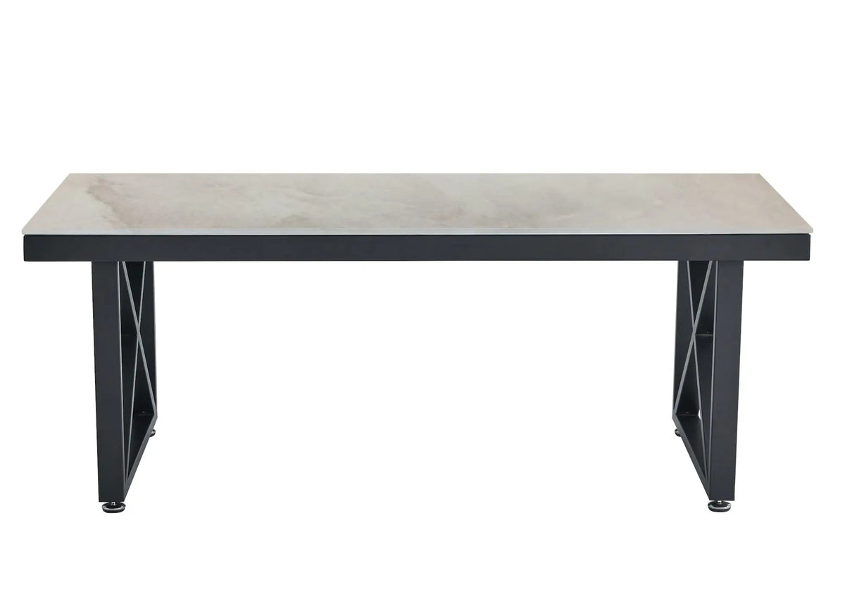 Table basse design noire et marbre beige pour salon | Zyra