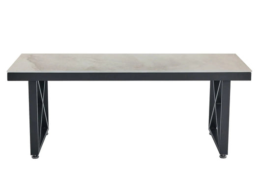 Table basse design noire et marbre beige pour salon | Zyra