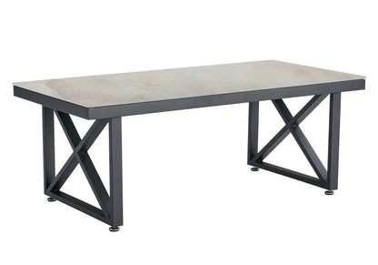 Table basse design noire et marbre beige pour salon | Zyra