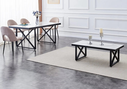 Table basse noire et marbre blanc pour le salon | Zyra