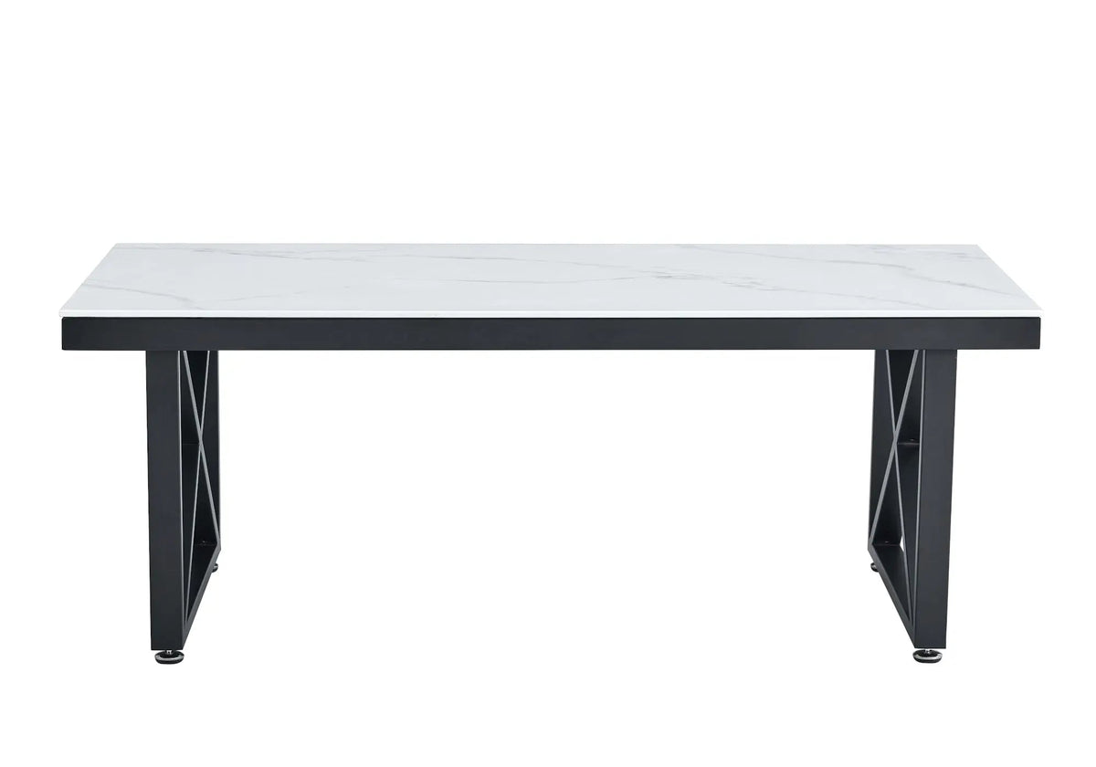 Table basse noire et marbre blanc pour le salon | Zyra