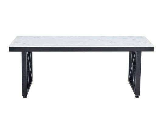 Table basse noire et marbre blanc pour le salon | Zyra