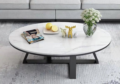 Table basse noire et marbre blanc pour salon | Vesper