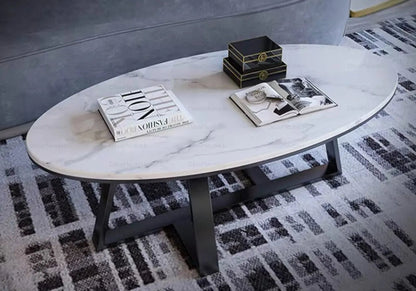 Table basse noire et marbre blanc pour salon | Vesper