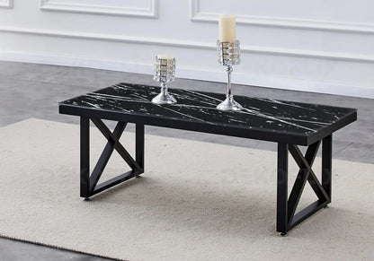 Table basse de salon noire marbre noir design | Zyra