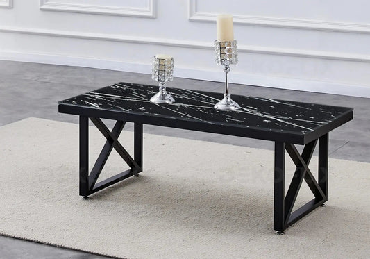 Table basse de salon noire marbre noir design | Zyra