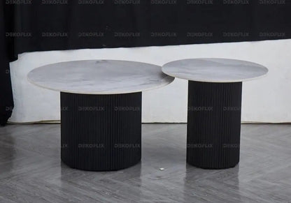Table basse céramique effet marbre gris pied noir | Vexta
