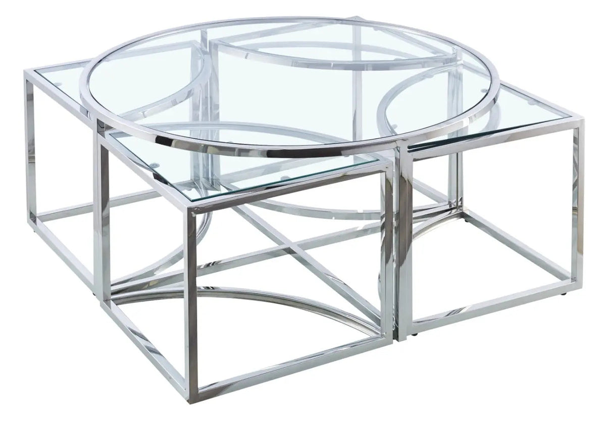 Table basse ronde design gigogne verre trempé | Zylo