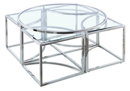 Table basse ronde design gigogne verre trempé | Zylo