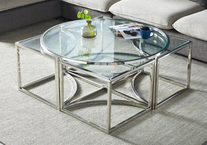 Table basse ronde design gigogne verre trempé | Zylo