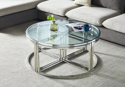 Table basse ronde design gigogne verre trempé | Zylo