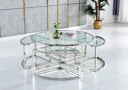 Table basse ronde design gigogne verre trempé | Zylo