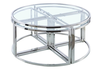 Table basse ronde design gigogne verre trempé | Zylo