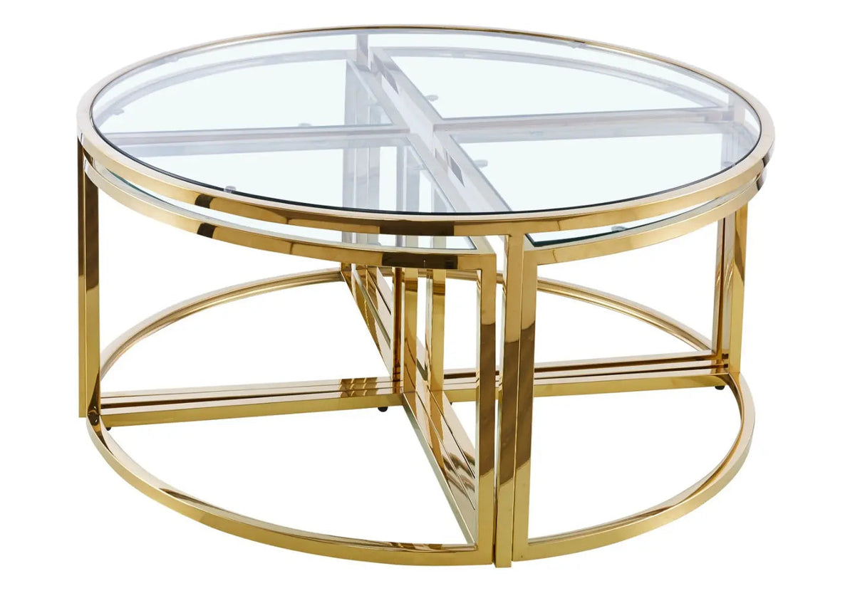 Table basse ronde gigogne design doré et argenté | Zylo