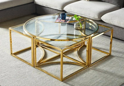 Table basse ronde gigogne design doré et argenté | Zylo