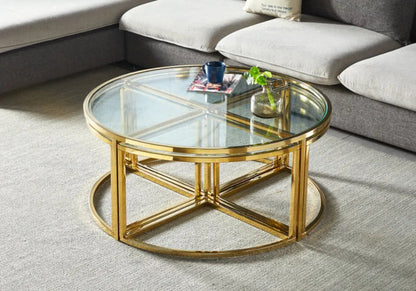 Table basse ronde gigogne design doré et argenté | Zylo