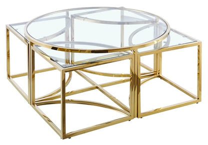 Table basse ronde gigogne design doré et argenté | Zylo