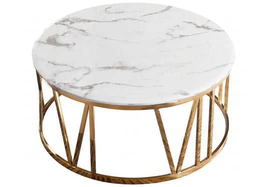 Table basse ronde dorée verre pour le salon | Zorix