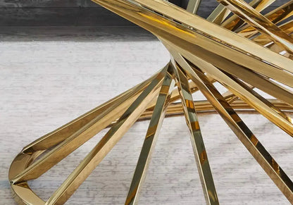 Table basse ronde moderne verre trempé doré | Kroma