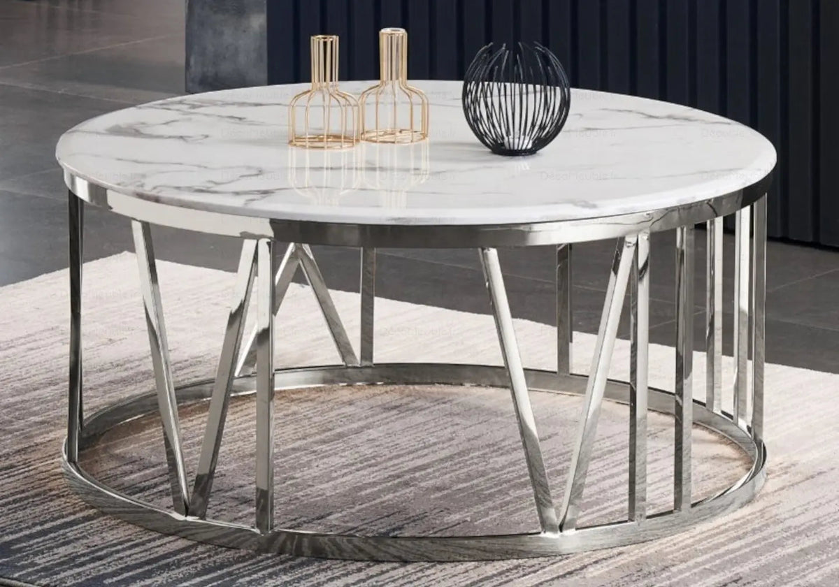 Table basse ronde verre trempé pour salon | Zorix