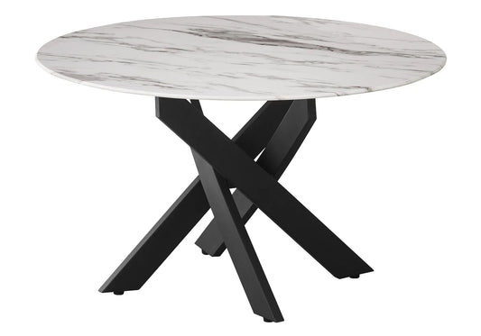 Table basse ronde marbre beige et acier noir | Koda