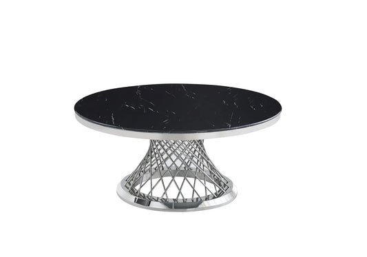 Table basse ronde finition marbre noir pour salon | Cael