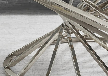 Table basse ronde effet marbre noir et argent | Kroma