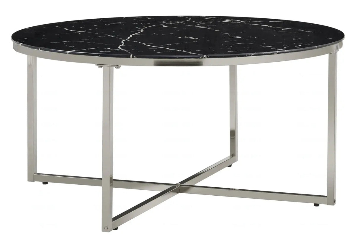 Table basse ronde en miroir et verre trempé | Zyra