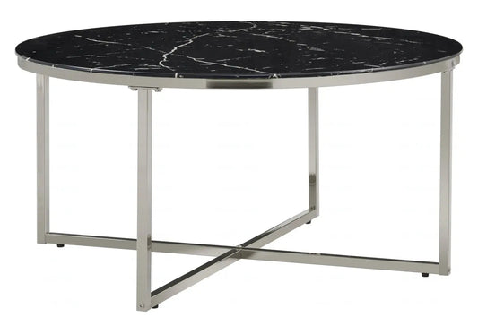 Table basse ronde en miroir et verre trempé | Zyra