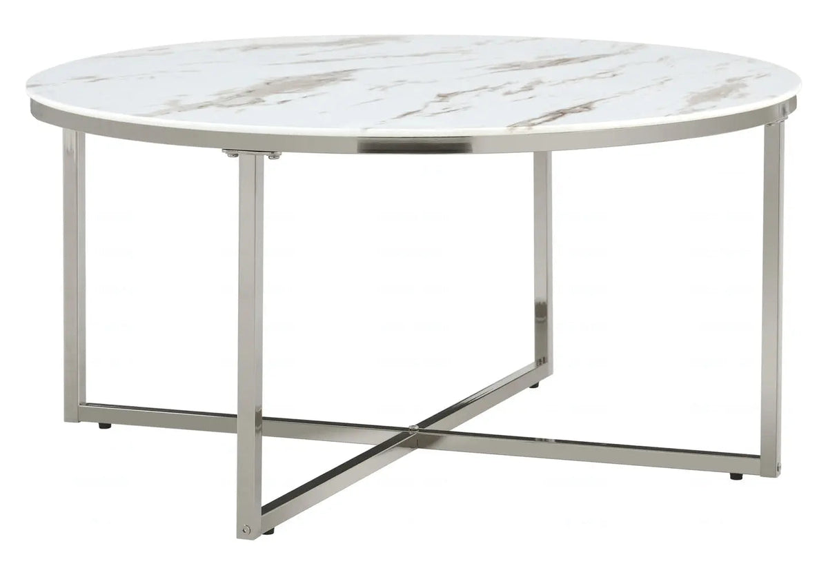 Table basse ronde en miroir et verre trempé | Zyra
