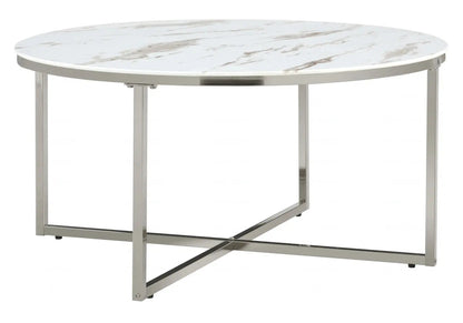 Table basse ronde en miroir et verre trempé | Zyra