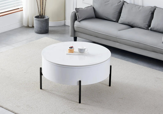 Table basse ronde noire céramique marbre blanc | Kyro