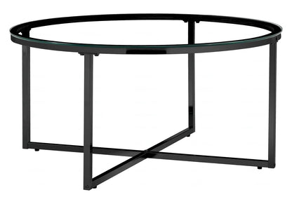 Table basse ronde noire style marbre pour salon | Zyra