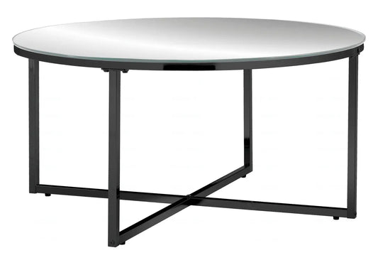 Table basse ronde noire miroir pour salon moderne | Zyra