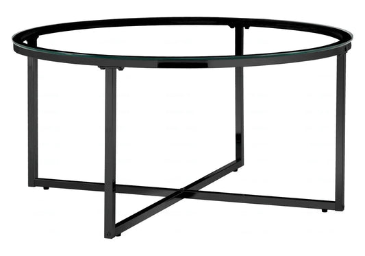 Table basse ronde noire miroir pour salon moderne | Zyra