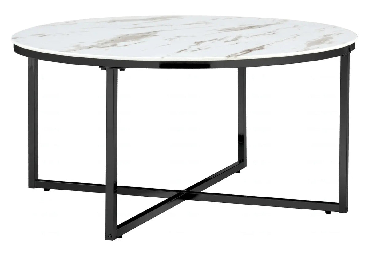 Table basse ronde noire miroir pour salon moderne | Zyra