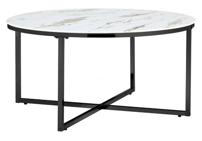 Table basse ronde noire miroir pour salon moderne | Zyra