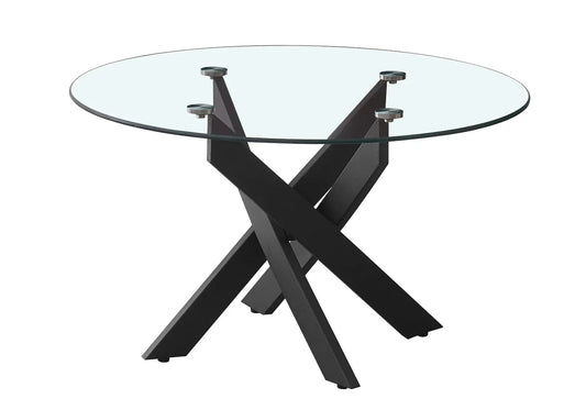 Table basse ronde verre trempé et acier noir | Koda