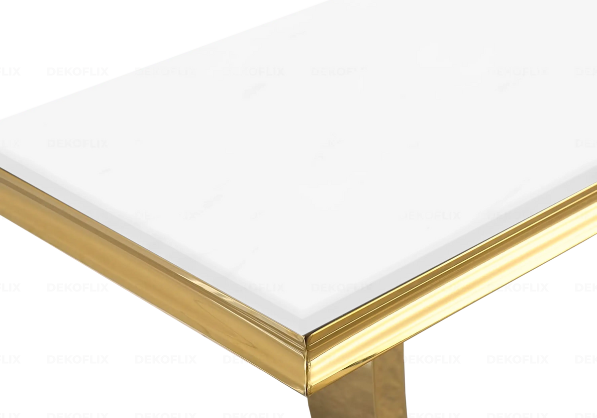 Table basse design verre blanc et acier doré | Zyra