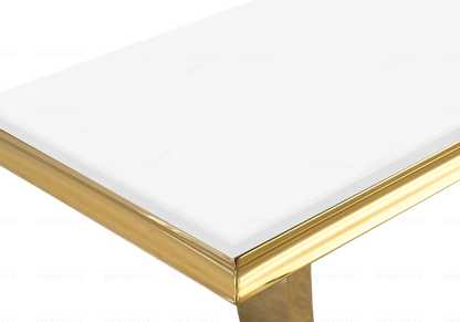 Table basse design verre blanc et acier doré | Zyra
