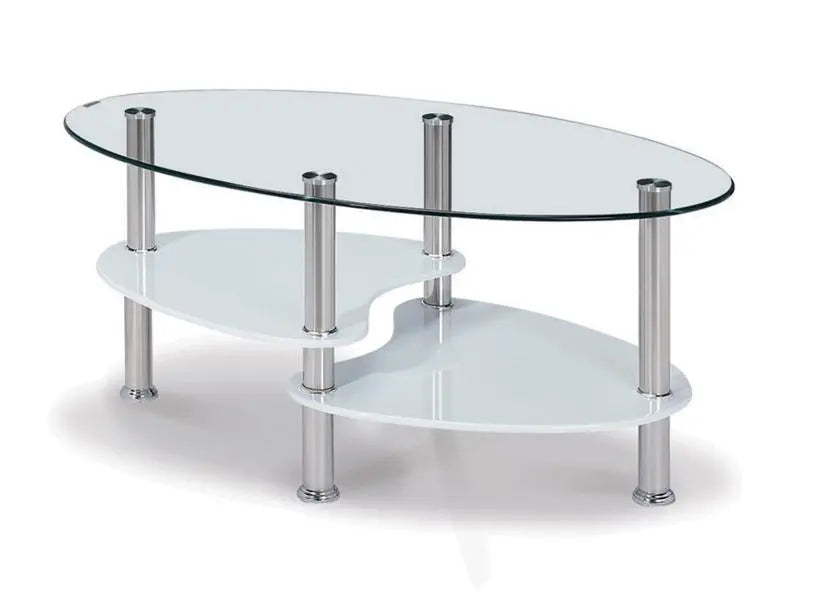 Table basse ovale verre trempé 3 plateaux | Lyra