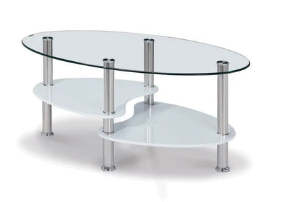 Table basse ovale verre trempé 3 plateaux | Lyra